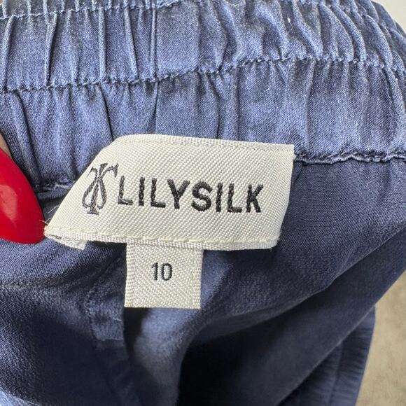 LILYSILK 100% Mulberry Silk Cargo Jogger Pants Navy Blue Women’s Size 10 - Picture 6 of 11